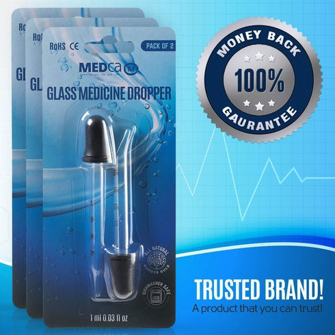 Eye Dropper - 6-Pack Calibrated Glass Medicine Droppers with Bent & Straight Tip for Essential Oils, 1mL Capacity