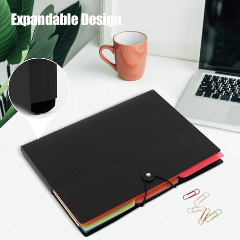 Uquelic Manilla Folders, 8.5 x 11/A4 Size, 6 Plastic Manilla Folders, Color File Folders Page Protector, 1/3-Cut Tabs