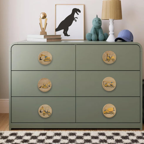 Set 8 1.8 1.8 Inches of Wooden Construction Vehicle Digger Vehicle Theme Boys Bedroom Furniture Cabinet Dresser Drawer