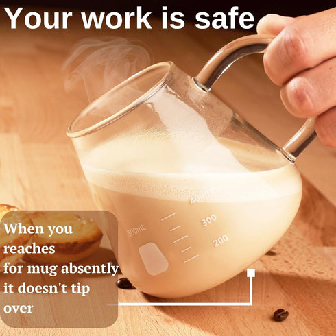 Erlenmeyer Flask Mug - Beaker Coffee Mug with Measurements, Borosilicate Glass 16.9oz (500mL) Capacity