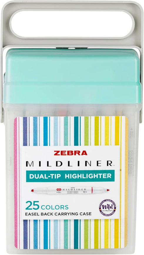Zebra Pen Mildliner Double-Ended Highlighter Set, Broad and Fine Point Tips, No Bleed, 25-Pack