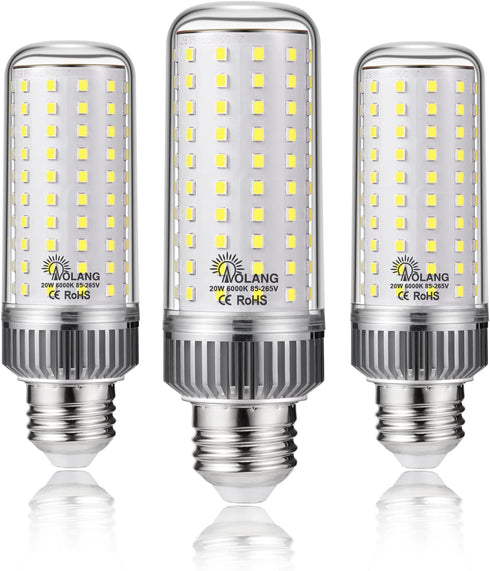 E26 LED Bulb, 20W LED Corn Light Bulb, 180W Equivalent, 6000K Daylight White, 2000LM, 3-Pack