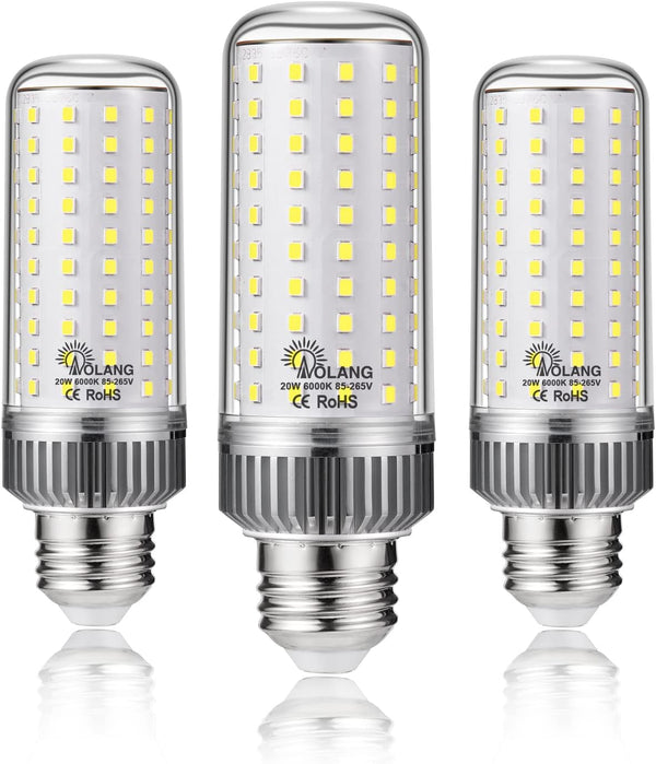 E26 LED Bulb, 20W LED Corn Light Bulb, 180W Equivalent, 6000K Daylight White, 2000LM, 3-Pack