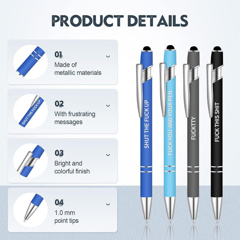 Teling Snarky Office Pens, Funny Ballpoint Pens with Rude Quotes, Vibrant Negative Passive Positive Message Pens
