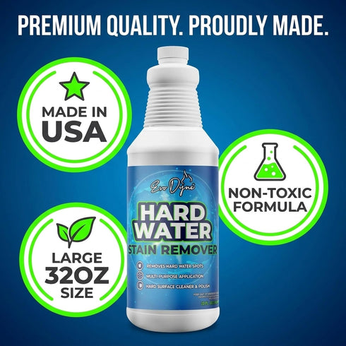 32oz (1-Pack) Evo Dyne Hard Water Stain Remover | Made in USA - Shower Door Cleaner, Clean Tile and Grout, Windows