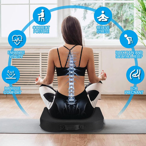Tailbone Gel Seat Cushion - Memory Foam Cushion for Office Chair, Car Seat, and Wheelchair - Ergonomic Gel-Infused