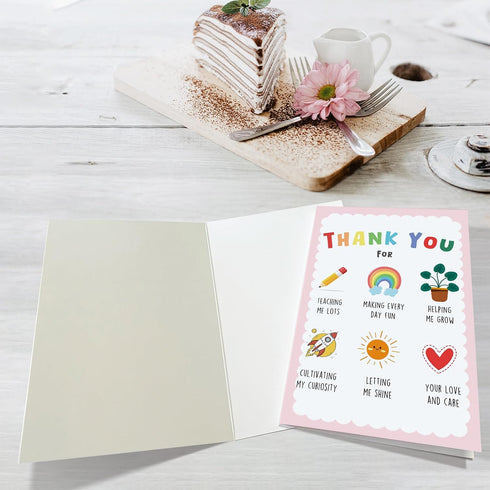 Obbyidk Cute Teacher Thank You Card from Kid Student, Funny Appreciation Card for Nursery Teacher, Preschool Teachers
