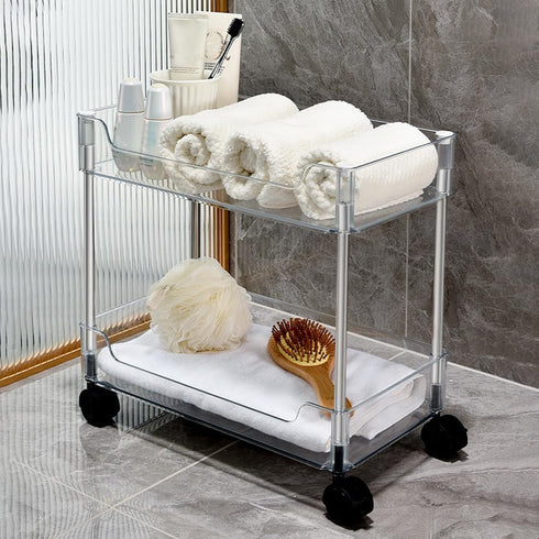 Betoveren 2 8.85 Inches) Tier Utility Rolling Cart Storage Organizer with Wheels Under Desk Mobile Bathroom Cart