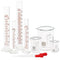 SUPERLELE Glass Graduated Cylinder Set, 10ml, 25ml, 50ml, 100ml, Thick Glass Beaker Set with 2 Droppers.