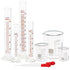 SUPERLELE Glass Graduated Cylinder Set, 10ml, 25ml, 50ml, 100ml, Thick Glass Beaker Set with 2 Droppers.
