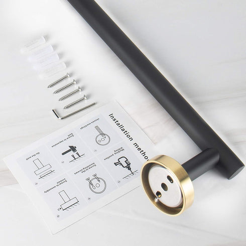 NearMoon Bathroom Towel Bar, 1 Pack Wall Mounted Towel Holder, Matte Black & Gold, 9 Inch Thicken Stainless Steel