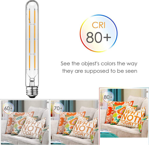 XININSUN 4 Pack T10 LED Bulbs, Long Tubular E26 Dimmable Bulb, 75 Watt Equivalent 2700K Warm White Vintage