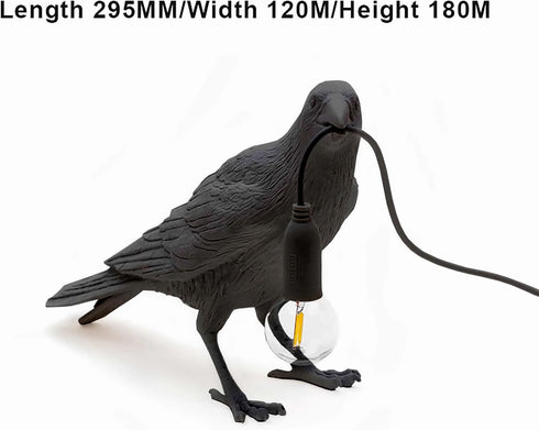 Aooxida E14 Raven Bird Lamp,Vintage Resin Crow Lamp with Blub, Wall Mounted Gothic Wall Sconce Night Light Fixture