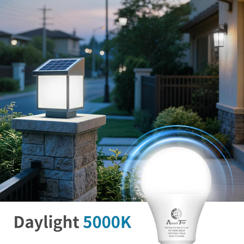 Bulb- 5 Pack, A19 Bulbs; 800 9W(60 E26 Bulb (5000K AmeriTop Dusk to Dawn Light LED Sensor Light Automatic On/Off