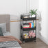 Sywhitta 3-Tier Black Plastic Rolling Utility Cart with Handle, Movable Storage Trolley for Office, Kitchen, Living Room