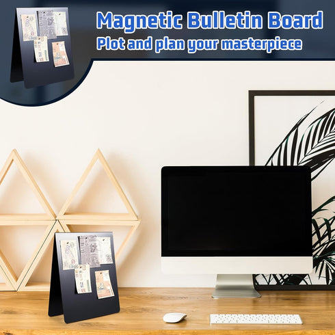 Leinuosen Magnetic Bulletin Board Display Board, 12 x 10 Inch, Dry Erase Memo Board, 2 Pcs Freestanding Metal Easel for