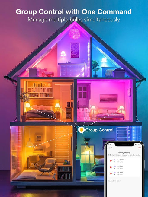 Bulbs, A19 Bulb, Bulbs, 16 800 2.4Ghz only,1 Pack ANGELHALO Smart Light Color Changing LED Light Work with Alexa