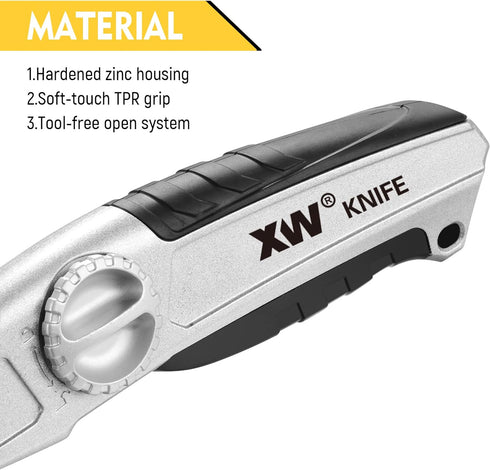 XW Fixed-blade Drywall Utility Knife, Non-retractable Heavy Duty Cutter with Roofing Hook Blade, Extra 10 Blades Included