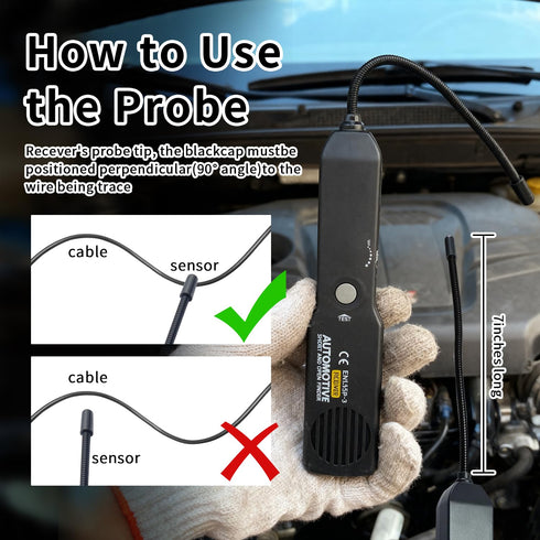 MuNanshan EM415 6-42V Cable Tracker Electrical, PRO Automotive Short & Open Finder, Wire Tracer with Flexible Probe, DC