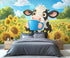 FELIAOQ Cartoon Dairy Cow Mural Wallpaper, Cute Dairy Cow Murals, Sunflower Flowers Murals, Wallpaper for Living Room