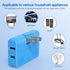 Flat Wall Plug Adapter AC Outlet Extender, 2-Prong Swivel Mini Indoor Wall Tap Plug, Type A, Blue (2 Pack)