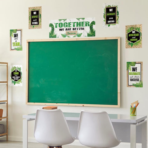 Green Plant Poster Bulletin Board Classroom Banner Decoration Set for Office Preschool Elementary Middle School Decor