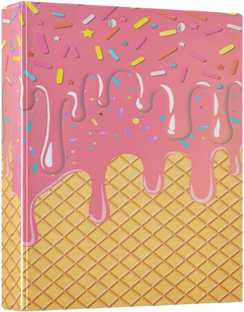 Aslsiy 3 1.5 Inch Kids Ring Binder Gradient Salmon Ice Cream Girls Round Clipboard Binder Decorative Harcover Binders