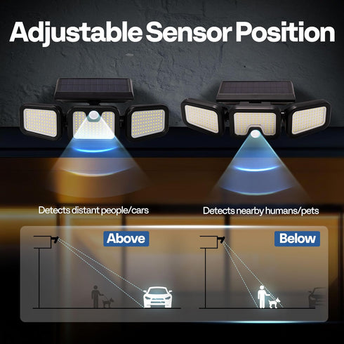 256 2500LM 3 IP65 270 VIVOHOME Solar Flood Lights Outdoor, LED Motion Sensor Lights, Adjustable Heads Security Lights