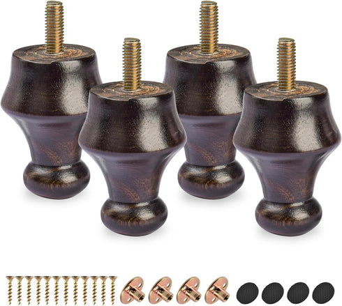 Btowin 2.4 Inch / 6cm Solid Wood Furniture Legs,4Pcs Wooden Walnut Sofa Legs