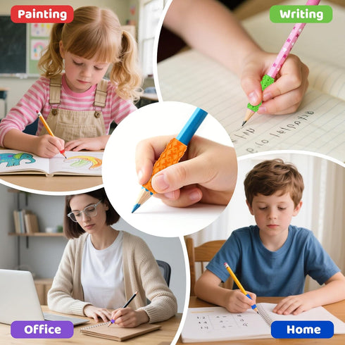 idooss 48 Packs Silicone Textured Pencil Grips, Sensory Fidget Toys for Autism Kids, Writing Aid Tools ADHD Tools