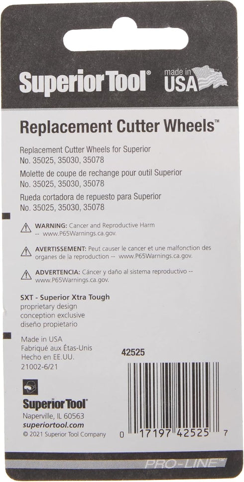 Replacement Cutter Wheels, Superior Tool 42525, Mini Tube Cutting, Cu, Al, Steel, Black