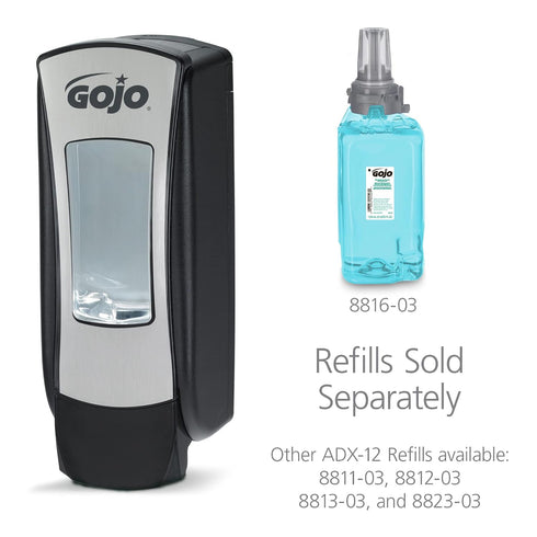GOJO ADX-12 1250 mL ADX-12 (Pack 1) 8888-06 Push-Style Foam Soap Dispenser, Chrome/Black, for Soap Refills