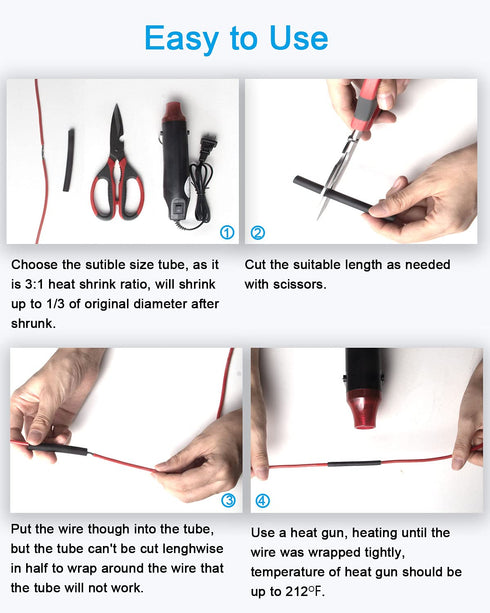 MILAPEAK 270 PCS Heat Shrink Tubing Kit - 3:1 Ratio Adhesive Lined Marine Grade Shrink Wrap
