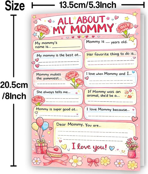 LiuuLi Happy Mother's Day Card for Mom, Cute Mothers Day Gifts from Daughter Son, Sweet Love You Mom Handwriting Cards
