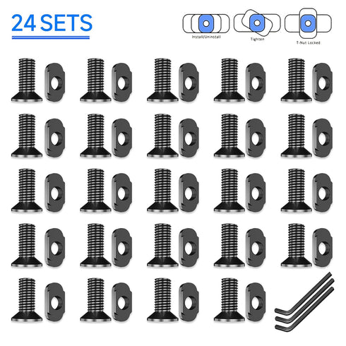 24 PCS Mlok Screws and Nuts Replacement Sets, M-Lok Rail Mount Screws & T-Nuts Accessories with Allen Wrench