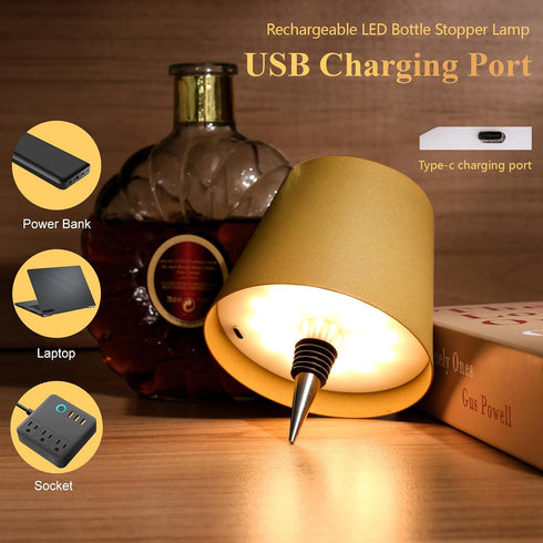 2 Pack 2026 3 Dimming Wine Bottle Lamps, New Color Rechargeable Wireless Bottle Lamps, Bottle Lamp Kit for Liquor