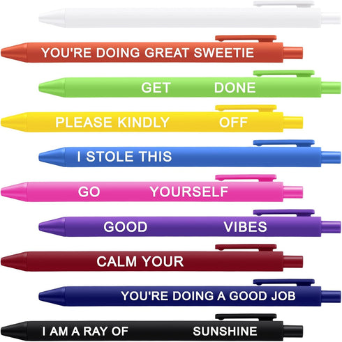 Crtiin 10 Pcs Funny Work Pens for Adults, Snarky Office Pens with Funny Sayings, Complaining Negative Quotes, Black Ink