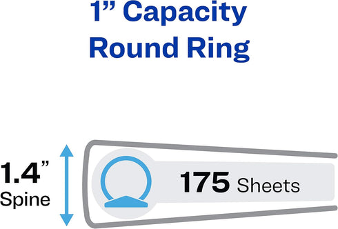 Avery Economy View 3 Ring Binders, 1" Round Rings, 4 Black Binders for Homeschool Supplies and Home Organization