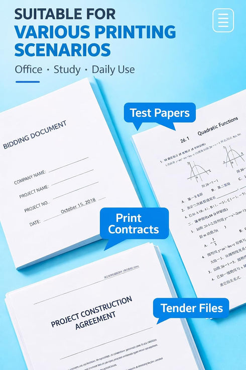esahpss A4 80gsm, 100 Pack Copy Paper Sheets per Bright White Printer Paper for Inkjet & Laser, Smooth Double-Sided