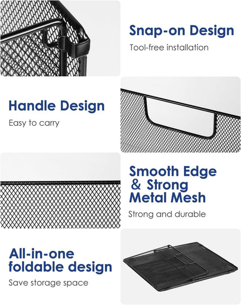 Housmile Foldable Mesh File Folder Organizer, Metal Storage Boxes, Letter Size File Box, 2 Pack