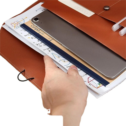 HJLLJJGA 1Pcs A4 Leather Document Holder Fashion Leather File Bag for Document Organizer Document Storage Bag Business