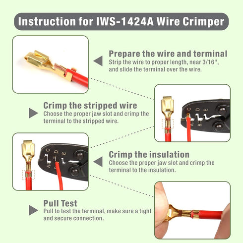 iCrimp Non Insulated Open Barrel Terminal Crimp Tool for Wire Crimping, 24-14 AWG