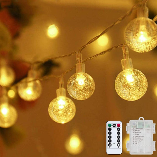 Metaku Globe Fairy Lights Battery Operated, 33ft 80LED String Lights with Remote for Indoor Outdoor Hanging Decorative