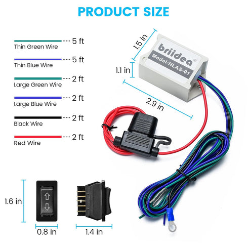 12 10A Linear Actuators for Wiring, Switch and Relay Kit, Briidea Linear Actuator Switch for Volt Linear Actuators