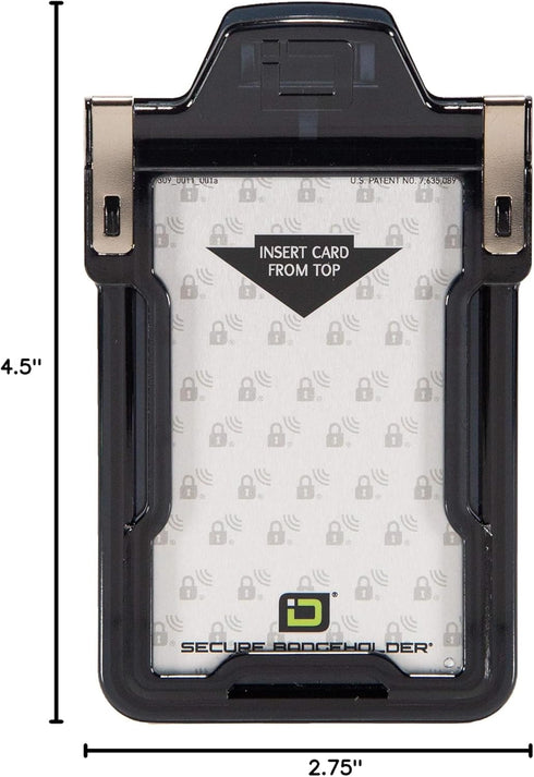 Identity Stronghold Secure RFID Badge Holder for 1 Card, Heavy Duty Hard Plastic, Black