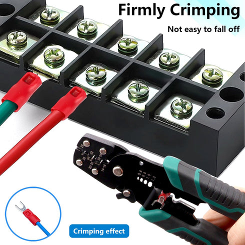 smseace 251pcs Crimping Tool with #8 Fork Spade Connectors, 22-10AWG Wire Fork Connectors, Multifunction