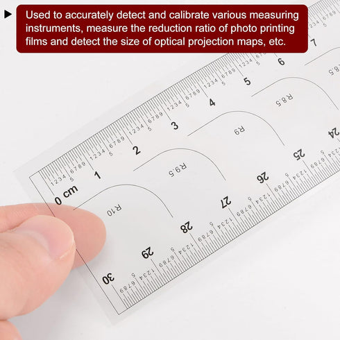 Film Flexible Ruler 30cm 0.5mm Scale, Transparent PET Plastic Folding Straight Calibration Measuring Tool