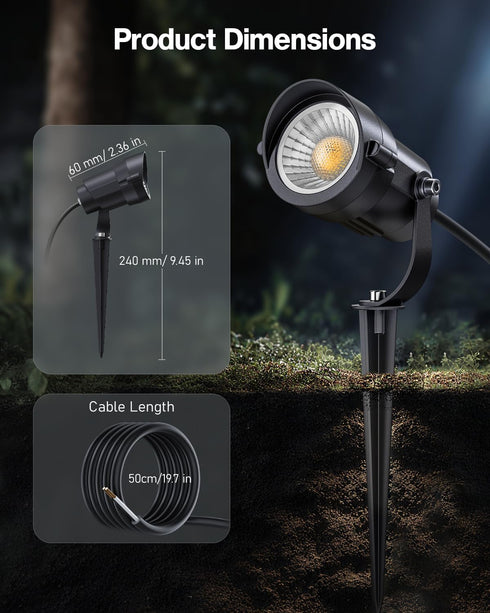 600LM 2900K 12-24V IP65 2Packs HIBOITEC Spotlights Low Voltage Landscape Lighting with Connectors Landscape Lights Kit