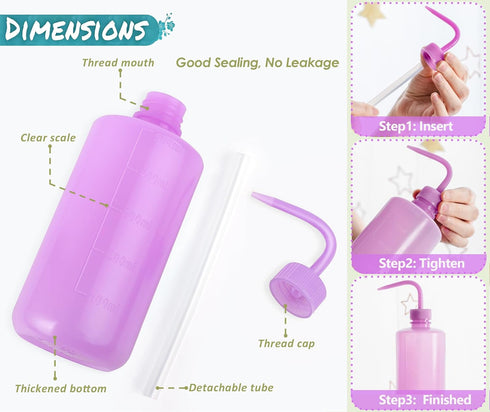Melphoe Tattoo Wash Bottle - Economy Plastic Squeeze Watering Bottle for Medical Lab, Tattoo Supplies, Irrigation