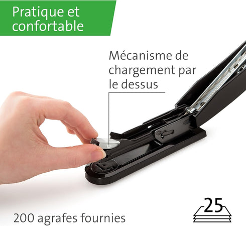 Novus B2 re+New Stapler, Black, 25 Sheet Capacity, 95% Recycled Plastic, German Engineered, 10 Yr. Warranty